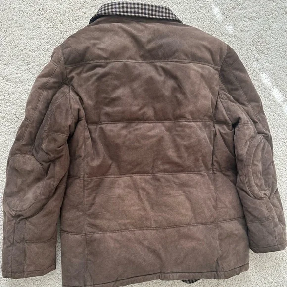 Kiton Napoli brown suede pelle leather puffer coat size 50 - Picture 6 of 10